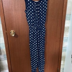 Polka dot pants suit romper navy